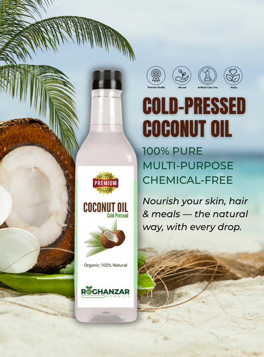 Roghanzar Organics Premium Cold Pressed Coconut Oil – 100% Pure & Natural