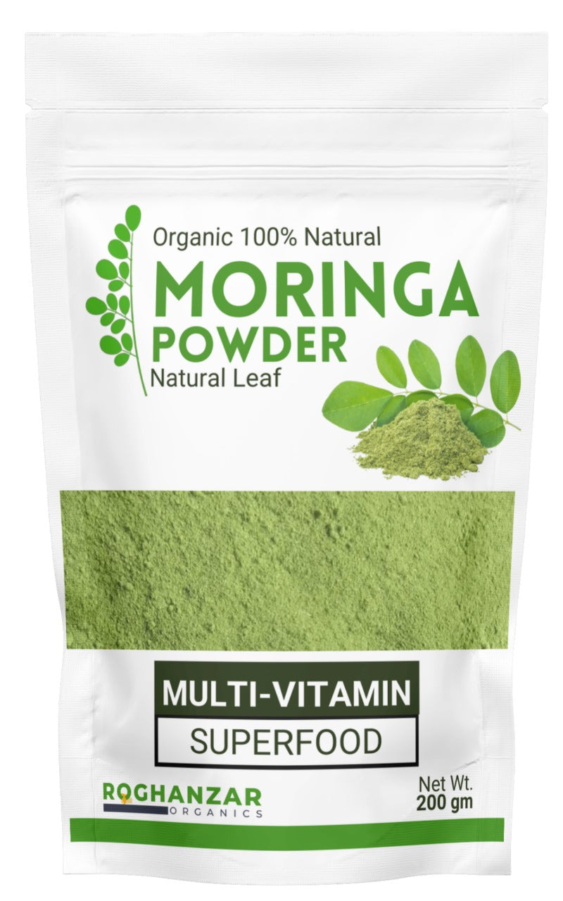 Roghanzar Organics 100% Natural Moringa Leaf Powder – Superfood & Multivitamin Boost (200g)